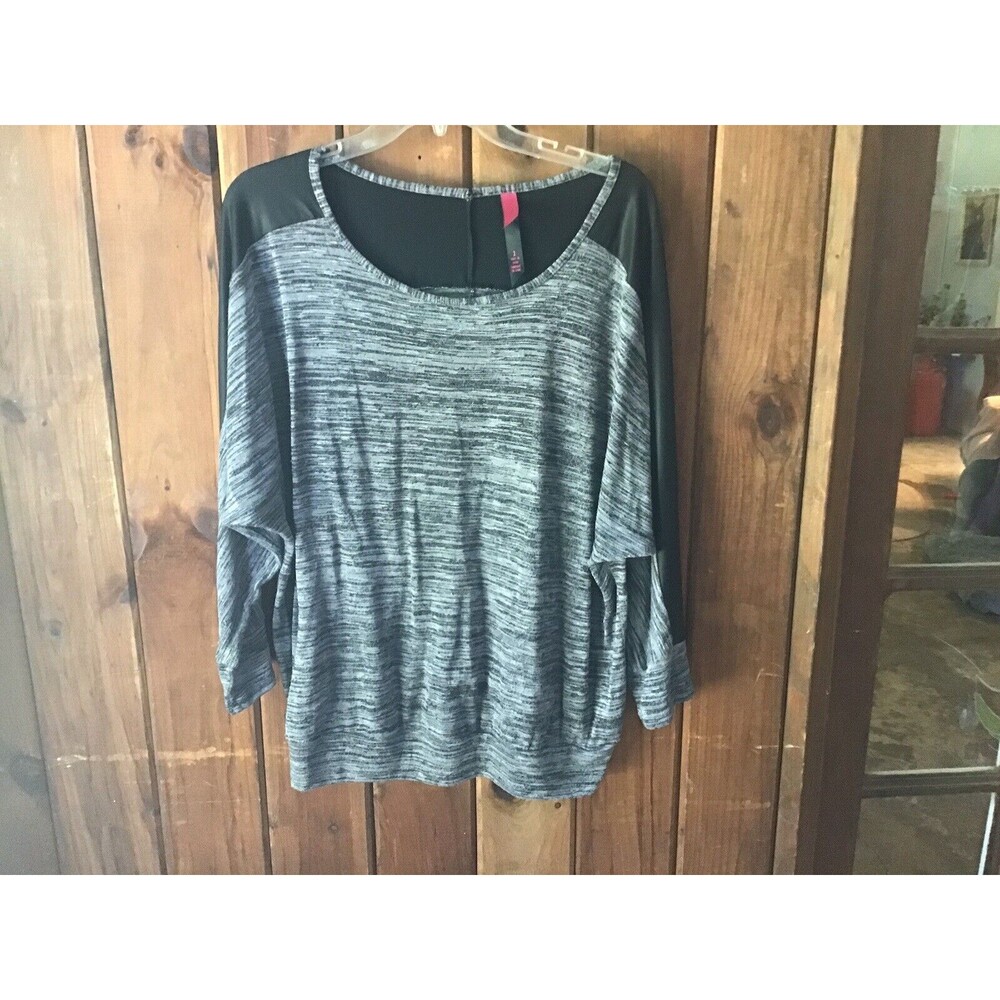 Pure Energy Womens Top Size 2/L Black Colorblock Slouchy Dolman Sleeve Shirt
